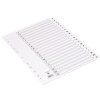 Q-Connect Index A4 Multi-Punched A-Z 20-Part Reinforced White Board Clear Tabbed KF01532