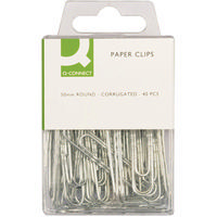 Q-Connect Paperclip 50mm Corrugated Pk40 KF02025Q