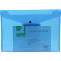 Q-Connect Blue Plastic Document Wallet Folder A4 Pk12